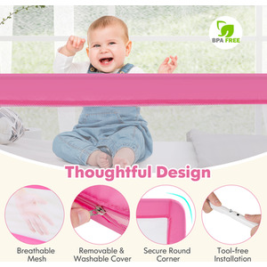 Children Safety Bedrail - Pink by Costway