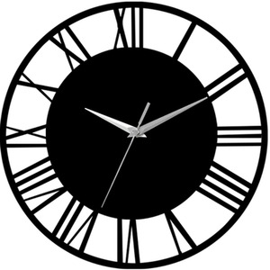 Wooden Round Hollow Wall Clock with Roman Numerals - Black by lifeideas