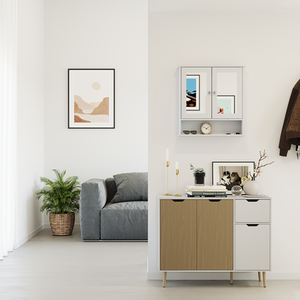 Priano 2 Door Mirrored Wall Cabinet With Shelf - White by Vida Designs