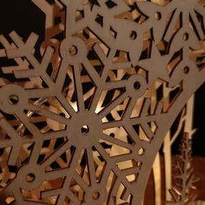 Light up Wooden Christmas Deer with Snowflake Bridge - Brown by Samuel Alexander