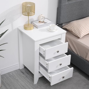 HMD White Wooden Bedroom 3 or 4 Pieces Set - White / 100kg / 79cm / 50cm / Chipboard with melamine paper. by HMD Furniture