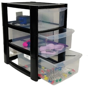 Small 3 Drawer Stationery Storage Unit Black - Black by Thumbs Up