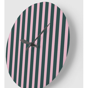 Pink striped wall clock - Pink by Clock Styles London