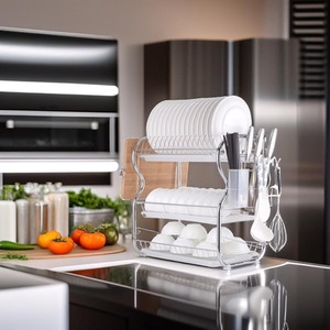 3 Tier Dish Drainer Rack with Drip Tray Cutlery Holder - silver by Modcraft