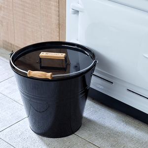Valiant Fireside Metal Bucket for Coal, Asha and Kindling with Lid - Black by Valiant