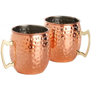 Set Of 2 Copper Barrel Drinking Cups Stainless Steel Mugs - Copper by Gr8 Home