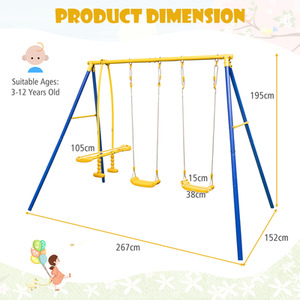 Garden Kids Swing Set - Blue by Costway