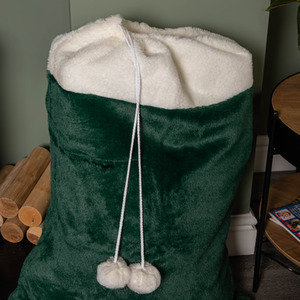 Green Christmas Sack with White Cuff and Pom Poms - Green by Samuel Alexander