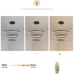 Acrylic Round LED Pendant Light with 3 Rings - Dimmable by Livingandhome