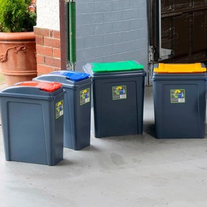 Yellow 25L Slimline Kitchen Bin Recycling Rubbish Waste Dustbin Flip Lid - Graphite & Yellow by Wham