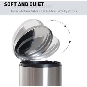 HOMCOM Foot Stainless Steel Metal Pedal Bin - Black and silver tone by HOMCOM