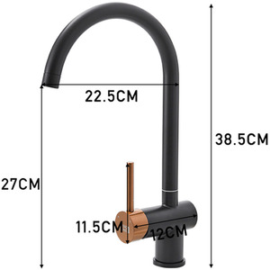 Mixer Tap with Rotating Neck - Black + Gold by Livingandhome