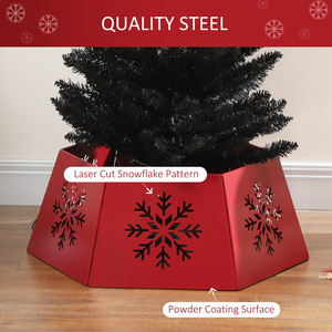 HOMCOM Hexagon Christmas Tree Collar with Hollow Snowflake Patterns - Red by HOMCOM
