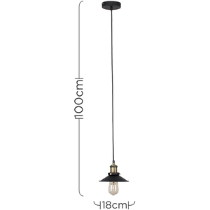 Cononial Black Ceiling Light Pendant - Black by ValueLights