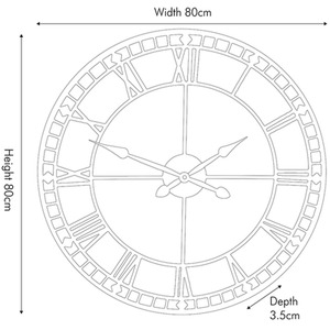 Black Metal Round Wall Clock Large - Black by Pacific Lifestyle