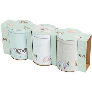 Set of 3 Daisy Farm Round Metal Tins - Multicolour