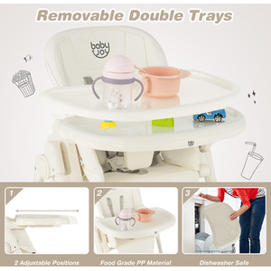 4-in-1 Baby High Chair Foldable Feeding Chair - White by Costway