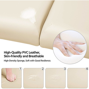 3 Fold Professional Massage Bed with Headrest - Cream by Yaheetech