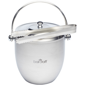 BarCraft Stainless Steel Ice Bucket with Lid and Tongs - Silver by BarCraft