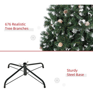 HOMCOM Artificial Christmas Tree with Pine Cones - Green / 5ft by HOMCOM