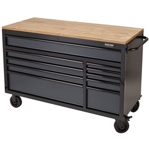 Draper Bunker Roller Workstation with Workbench - Grey / Workbench Roller Tool Cabinet, 10 Drawer by Draper