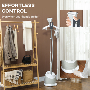 HOMCOM Clothes Steamer Upright Wrinkle Remover with Large 1.8L Water Tank - Grey by HOMCOM