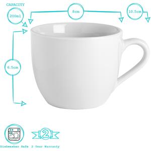 Classic White Teacup and Saucer Set - 200ml by Argon Tableware