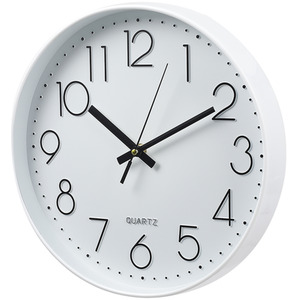 12-Inch Non-Ticking Battery-Operated Wall Clock - White by Livingandhome