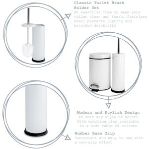 Round Stainless Steel Toilet Brush Holder Pack of 2 - White by Harbour Housewares