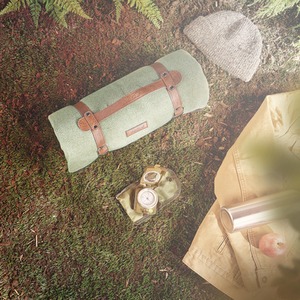 Large Herringbone Waterproof Outdoor Picnic Blanket - Green by VonShef