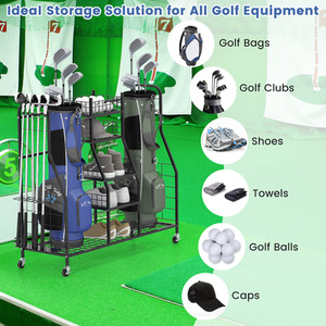 Golf Bag Storage Organizer Golf Bag Stand - Black by Costway