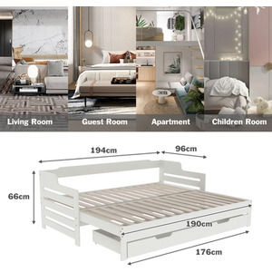 Single Guest Sofa Bed - White by Abrihome