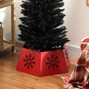 HOMCOM Hexagon Christmas Tree Collar with Hollow Snowflake Patterns - Red by HOMCOM