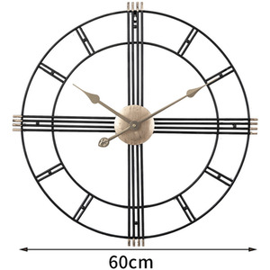 Large Vintage Roman Numeral Metal Wall Clock - Black by Livingandhome