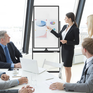 Height Adjustable Standing White Board - Black by Costway