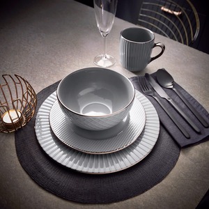Empire 16 Piece Dinnerware Set - Grey by Tower