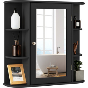 Mirrored Bathroom Storage Cabinet - Black by Costway
