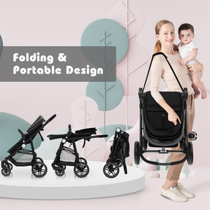 2 in 1 High Landscape Stroller Foldable Toddler Stroller - Grey by Costway