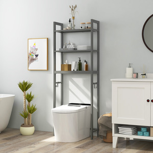 Bathroom Shelf Over-The-Toilet Storage Shelf - Grey by Costway