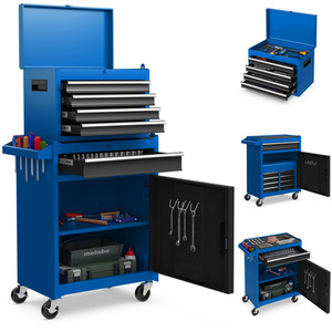 Tool Storage Cabinet with Lockable Wheels - Blue by GAINOOM