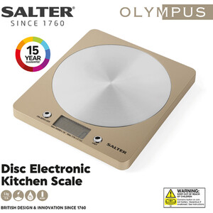 Salter Olympus Disc Electronic Scale - Neutral and Silver by SALTER