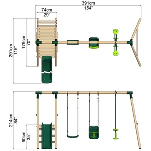 Wooden Swing Set with Slide by Rebo