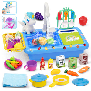 Kitchen Play Sink with Running Water - Blue