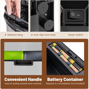 72L Stainless Steel Trash Can - Silver by Costway