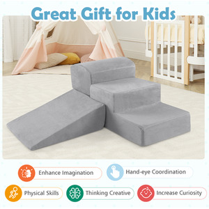 5-Piece Climb and Crawl Playset - Grey by Costway
