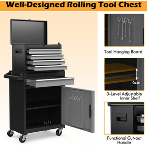 Rolling Tool Chest Combo - Black by Costway
