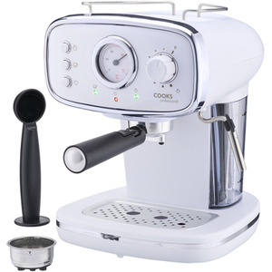 15-Bar Retro Espresso Coffee Machine - White by Cooks Professional