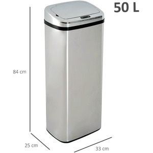 HOMCOM Motion Sensor Stainless Steel Trash Can - Silver by HOMCOM
