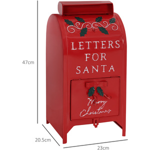 HOMCOM Christmas Post Box Freestanding or Wall Mounted Xmas Decoration - Red by HOMCOM