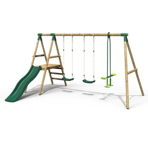 Wooden Swing Set with Slide by Rebo